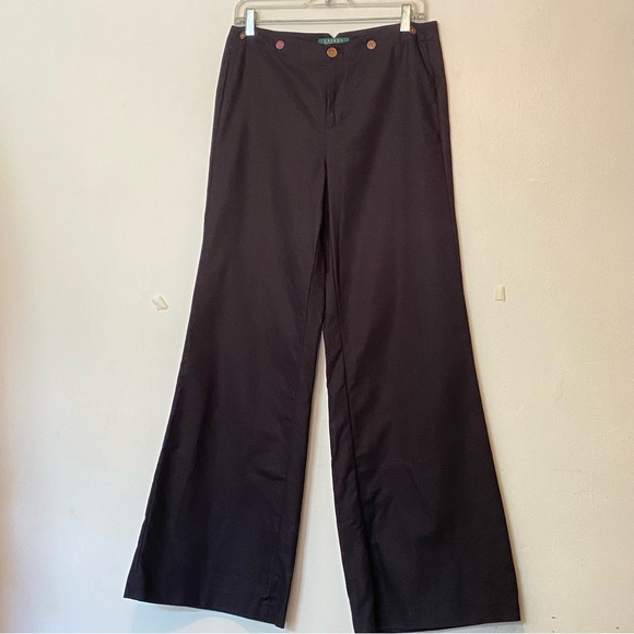 Lauren Ralph Lauren Pants - Lauren Ralph Lauren Black Cotton Wide Legged Pants size 6